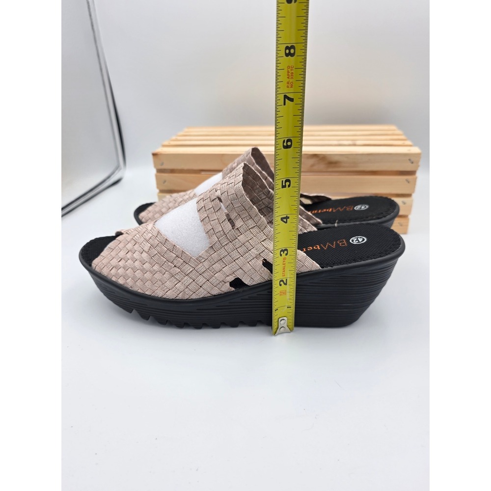 Bernie Mev Wedge Sandals Womens 42 11 Rose Gold Woven Elastic Platform Slides - Picture 6 of 12